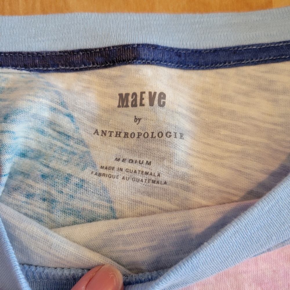 Anthropologie Maeve Caitlin Long Sleeve Boxy Tee Size M Blue - Picture 6 of 8